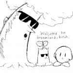 ambiguous_gender eyewear group not_furry plant profanity simple_background sunglasses text tree white_background unknown_artist kirby_(series) nintendo kirby whispy_woods elemental_creature flora_fauna treant waddling_head 1:1 black_and_white english_text low_res monochrome source_request