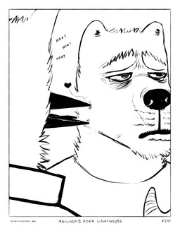 anthro beak black_beak black_nose bodily_fluids border clothing collared_shirt duo eyebrows facial_scar floating_heart heart_symbol looking_away male markings nibbling sad scar shirt simple_background sound_effects tears thick_eyebrows topwear whisker_markings white_background white_border sharkinthepark maccaw_(sharkinthepark) macleish_(sharkinthepark) avian bird canid canine canis domestic_dog mammal owl 2024 4:5 absurd_res black_and_white comic hi_res monochrome
