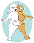 2_heads annoyed anthro black_nose blue_eyes breasts brown_body brown_fur conjoined cute_fangs fangs female fur genetic_chimerism mismatched_nipples multi_head nipples nude overweight overweight_female simple_background solo standing teeth white_body white_fur skewedl0gic canid canine canis domestic_dog lagomorph leporid mammal norfolk_terrier rabbit absurd_res hi_res