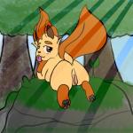1:1 2017 aetherouranos butt clove eeveelution female feral generation_4_pokemon genitals hi_res leafeon looking_at_viewer nintendo pokemon pokemon_(species) pussy smile solo tongue