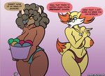 2020 anthro areola ariana_(buckshot1130) basket big_breasts bouffalant breasts brown_body brown_fur brown_hair camel_toe clothed clothing comic container dialogue dipstick_tail duo english_text eyewear female fennekin fur generation_5_pokemon generation_6_pokemon glasses gradient_background grey_nose hair horn jewelry markings multicolored_tail navel necklace nintendo nipples orange_body orange_fur panties pokemon pokemon_(species) puffy_nipples purple_background sahara_(buckshot1130) signature simple_background sketchybug speech_bubble tail tail_markings text topless underwear url wide_hips yellow_body yellow_eyes yellow_fur