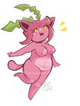 2024 3:4 anthro belly belly_markings big_breasts blush breasts conditional_dnp elemental_creature fangs female fervourbunny flora_fauna fur generation_2_pokemon genitals hair hi_res hoppip huge_breasts leaf leaf_hair mammal markings navel nintendo nipples nude one_leg_up open_mouth pink_body pink_fur pink_hair pink_nipples plant plant_hair pokemon pokemon_(species) pseudo_hair pussy raised_leg shaded signature simple_background slightly_chubby smile solo tail teeth thick_thighs watermark yellow_eyes