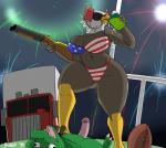 alcohol american_flag_bikini anthro ball beak beer beer_hat beverage bikini breasts cleavage clothed clothing container cup dominant dominant_female dual_holding duo erection eyewear female fireworks flag flag_bikini flag_clothing flag_print flag_swimwear genitals gridiron_ball gun holding_beverage holding_container holding_cup holding_gun holding_object holding_ranged_weapon holding_shotgun holding_weapon holidays humanoid_genitalia humanoid_penis male male/female non-mammal_breasts penis print_bikini print_clothing print_swimwear ranged_weapon shotgun standing sunglasses swimwear thick_thighs truck_(vehicle) two-piece_swimsuit united_states_of_america vehicle weapon wide_hips plaga 4th_of_july american_eagle accipitrid accipitriform avian bald_eagle bird eagle lizard reptile scalie sea_eagle 2018 hi_res signature