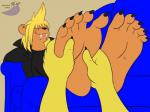 5_toes ambiguous_gender anthro barefoot blonde_hair blush breasts chair claws clothed clothing duo eyes_closed fangs feet female foot_focus foot_rub furniture hair humanoid_feet lying massage on_back plantigrade sabertooth_(anatomy) smile soles solo_focus teeth toe_claws toes sorcererlance felid mammal prehistoric_species saber-toothed_tiger smilodon 2015 4:3 digital_media_(artwork)