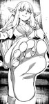 2024 5_toes bangs barefoot breasts cleavage clothed clothing elf feet female foot_focus frieren_beyond_journey's_end greyscale hi_res humanoid humanoid_feet humanoid_pointy_ears ireading62 monochrome not_furry plantigrade serie_(frieren) soles solo toes