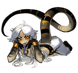ambiguous_gender anthro blue_tongue clothed clothing hair long_tongue lying on_front scales solo tongue topless white_hair fiship cobra elapid_(snake) king_cobra reptile scalie snake absurd_res hi_res