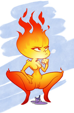 4_fingers abstract_background annoyed breasts closed_frown crouching dildo eye_roll eyebrows eyelashes featureless_breasts female female_humanoid fingers fire fist frown genitals hand_under_chin humanoid_genitalia humanoid_vulva medium_breasts melting mouth_closed multicolored_eyes not_furry nude nude_female nude_humanoid orange_eyebrows purple_dildo red_body red_eyes sex_toy solo spread_legs spreading thick_thighs two_tone_eyes vulva yellow_eyes hopethishelps disney elemental_(pixar) pixar ember_lumen elemental_creature elemental_humanoid fire_creature fire_humanoid humanoid 2023 hi_res