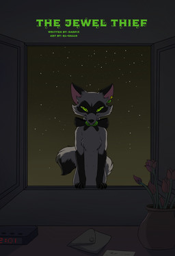 building clock envelope feral flower gem green_eyes house letter mask night plant star el-gallo kyuranya_(darfix) canid canine fox mammal red_fox true_fox absurd_res comic hi_res