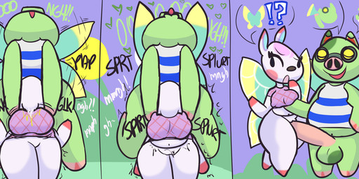 anthro balls big_balls big_breasts big_butt big_penis bodily_fluids bottomless breast_grab breasts butt clothed clothing cockslap cum cum_inflation cum_inside duo ejaculation erect_nipples female forced forced_oral french_kissing genital_fluids genitals hand_on_breast inflation kissing male male/female neck_bulge nipples oral penis penis_awe questionable_consent sex slap slightly_chubby slightly_chubby_male surprised thick_thighs tongue tongue_out wide_hips klutzatdusk animal_crossing nintendo cobb_(animal_crossing) diana_(animal_crossing) deer domestic_pig mammal suid suine sus_(pig) absurd_res hi_res long_image wide_image