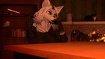 anthro cigarette eyewear female fireplace fur glasses hair half-closed_eyes inside narrowed_eyes solo tattoo white_body white_fur joker0 abby_(domibun) canid canine fox mammal 16:9 3d_(artwork) digital_media_(artwork) hi_res source_filmmaker_(artwork) widescreen