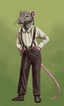 anthro black_eyes clothed clothing fur grey_body grey_fur male pink_hands pink_nose rat_tail shirt solo suspenders tail topwear whiskers momamo uncrom epat mammal murid murine rat rodent colored hi_res shaded