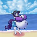 anthro anthrofied beach belly big_belly big_breasts bottomwear breasts clothed clothing female hat headgear headwear horn huge_breasts hyper hyper_breasts hyper_pregnancy one_eye_closed pregnant pregnant_anthro pregnant_female seaside skirt solo wink forfun41 friendship_is_magic hasbro my_little_pony mythology rarity_(mlp) equid equine horse mammal mythological_creature mythological_equine pony unicorn 1:1 hi_res