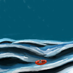 ambiguous_gender anthro black_eyes boat feral flower fur male outside painted_background pink_flower plant sea seascape simple_background sky solo vehicle water watercraft white_body passey_voppy rain_world videocult mammal slugcat 1:1 absurd_res digital_media_(artwork) digital_painting_(artwork) hi_res painting_(artwork)
