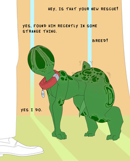 collar feral green_body male rescue solo text what chapaevv stranger_things absurd_res english_text hi_res