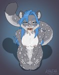 5_fingers anthro areola biped blue_eyes blue_hair bodily_fluids breasts countershade_torso countershading cum cum_in_mouth cum_inside cum_on_arm cum_on_body cum_on_breasts cum_on_chest cum_on_face cum_on_leg cum_on_tongue female fingernails fingers front_view fur genital_fluids genitals grey_body grey_fur grey_spots grey_tail hair inner_ear_fluff kneeling long_hair looking_at_viewer markings nails navel nipples nude nude_anthro nude_female open_mouth pussy simple_background solo spots spotted_body spotted_fur spotted_markings spotted_tail tail tail_markings teeth tongue tuft uvula kittydee joanne_(jsthewolf) felid mammal pantherine snow_leopard 2025 digital_media_(artwork) hi_res
