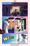 anthro base_three_layout blockage_(layout) bow_tie bubble building canid canine clothing coat comic dialogue digital_media_(artwork) door english_text female four_frame_image fox foxinuhhbox garage hi_res horizontal_blockage house lab_coat male mammal meme milo_(foxinuhhbox) nyan_cat_(copyright) science scientist sex_toy shower silhouette sound_effects speech_bubble steam text three_row_layout topwear url vibrator wand_vibrator