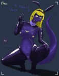 anthro blonde_hair breasts clothed clothing female fully_shaded genitals hair looking_at_viewer nipples nude pose purple_body pussy simple_background smile solo tail thick_thighs yellow_eyes alicethedeer reptile scalie absurd_res digital_media_(artwork) hi_res pinup