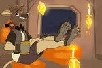 5_fingers 5_toes anthro black_nose bottomwear brown_body brown_fur brown_hair candle claws clothed clothing crystal dialogue double_claw electronics feet fingers fluffy foot_fetish foot_focus full_foot_pawpads full_pad fur gesture grey_pawpads grey_soles hair headphones headphones_around_neck male open_clothing open_mouth open_shirt open_topwear orange_eyes padded_palms pawpads paws plantigrade shirt shorts tail tan_body tan_fur toe_claws toe_wiggle toes topwear waving waving_hand wicked_whiskers zgf_art zgf_gaming ra'zim gulonine hybrid kangaroo macropod mammal marsupial marten mustelid musteline sable_(marten) 2024 3:2 animated short_playtime