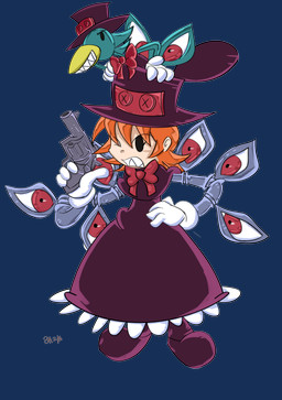 4_fingers ambiguous_anthro ambiguous_gender anthro beak black_eyes bow_tie brown_clothing brown_dress brown_top_hat clothed clothed_ambiguous clothed_anthro clothed_female clothed_human clothing cybernetic_arm cybernetic_eye cybernetic_leg cybernetic_limb cybernetics dress duo eyelashes feathers female female_human fingers fully_clothed fully_clothed_ambiguous fully_clothed_anthro fully_clothed_female fully_clothed_human gloves green_body green_feathers gun hair hand_on_hip hand_on_own_hip handgun handwear hat headgear headwear holding_gun holding_handgun holding_object holding_ranged_weapon holding_revolver holding_weapon larger_female larger_human looking_at_viewer machine one_eye_closed orange_hair pupils ranged_weapon red_bow_tie red_eyes revolver sharp_teeth simple_background size_difference smaller_ambiguous smaller_anthro smile standing tail_eye tan_body tan_ears tan_nose tan_skin teeth toony top_hat transparent_background weapon white_clothing white_gloves white_handwear yellow_beak 8horns skullgirls avery_(skullgirls) peacock_(skullgirls) avian bird galliform human mammal peafowl phasianid 2016 absurd_res alpha_channel hi_res