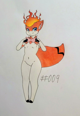 anthro blue_eyes breasts featureless_breasts featureless_crotch female fingers fire flaming_hair hooved_fingers hooves inner_ear_fluff looking_at_viewer multicolored_body navel nude palmorph pseudo_hair red_body simple_background solo standing tuft two_tone_body white_background white_body fensketch foxydraws palworld pocketpair pal_(species) rooby_(pal) 2024 absurd_res hi_res