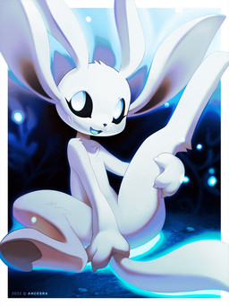 ambiguous_gender anthro biped claws feet fingers front_view fur looking_at_viewer nude nude_ambiguous nude_anthro sitting smile solo spread_legs spreading teeth toes tongue ancesra microsoft ori_(series) xbox_game_studios ori_(ori) guardian_spirit mammal 2026 3:4 digital_drawing_(artwork) digital_media_(artwork) hi_res