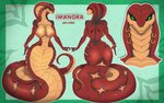 anthro apode big_butt breasts butt claws female furgonomics furry-specific_piercing gold_piercing green_eyes jewelry legless nipple_piercing nipples non-mammal_breasts piercing red_body red_scales scales serpentine snake_hood snake_hood_piercing solo split_form ventral_scales leonifa imanora cobra draconcopode naga reptile scalie snake absurd_res hi_res