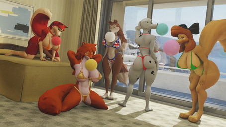 anthro bed bedroom bedroom_eyes big_breasts bikini blowing_bubble_gum breasts bubble_gum butt city city_background clothing female flag_bikini flag_swimwear fur furniture gold_bikini green_bikini green_clothing green_swimwear group hand_on_bed hand_on_butt hand_on_hip hands_behind_back hands_behind_knees inside looking_at_viewer multicolored_body multicolored_fur multicolored_skin narrowed_eyes on_bed orange_bikini orange_clothing orange_swimwear painting_(object) pillow raised_tail red_bikini red_clothing red_swimwear seductive swimwear tail two-piece_swimsuit two_tone_body two_tone_fur two_tone_skin union_jack union_jack_bikini humblestone2 carbiid3_(modeler) 101_dalmatians balto_(series) disney road_rovers the_fox_and_the_hound the_fox_and_the_hound_2 universal_studios colleen_(road_rovers) dixie_(tfath) jenna_(balto) perdita vixey_(tfath) canid canine canis domestic_dog fox mammal 16:9 widescreen