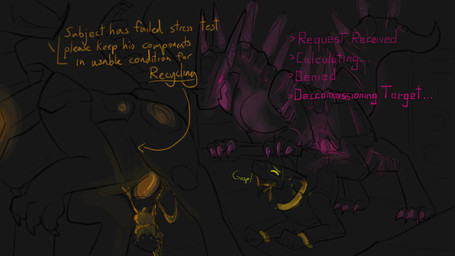 anal anal_penetration bdsm bodily_fluids bondage bound cum dialogue feral genital_fluids genitals leaking_cum machine male orange_glow penetration pink_glow quadruped recycling synthetic tongue tongue_out yellow_glow litledragon mythology litledragon_(character) negadrake dragon hybrid mythological_creature mythological_scalie robot robot_anthro robot_feral scalie synth_(vader-san) 16:9 2024 hi_res widescreen