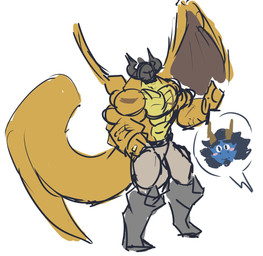 abs anthro armor beard biceps big_tail blonde_hair blue_hair blush boots clothing countershade_torso countershade_wings countershading duo facial_hair footwear forearm_muscles hair headgear helmet horn huge_tail legwear male male_anthro muscular muscular_anthro muscular_male pecs ring scar shoes tail triceps wings yellow_body yellow_countershading yellow_tail zephyrchill mythology lord_rodin_(zephyrchill) zephyr_(zephyrchill) dragon mythological_creature mythological_scalie scalie 2022 hi_res