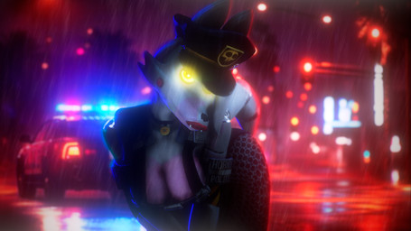 anthro bent_over big_breasts breasts car choker cleavage clothed clothing fangs female glowing glowing_eyes jewelry leaning leaning_forward looking_at_viewer machine necklace night photo_background police police_car police_hat police_officer police_uniform police_vehicle raining smile smiling_at_viewer solo tail teeth uniform vehicle yellow_eyes foxanalover disembowell_(modeler) psychojohn2_(modeler) five_nights_at_freddy's five_nights_at_freddy's_2 scottgames mangle_(fnaf) animatronic canid canine fox mammal robot robot_anthro 16:9 3d_(artwork) 4k absurd_res digital_media_(artwork) hi_res photography_(artwork) source_filmmaker_(artwork) widescreen