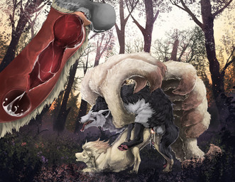 animal_genitalia animal_penis animal_vulva ass_up balls black_body black_fur black_mane bodily_fluids breath canine_genitalia canine_penis canine_vulva cum cum_drip cum_in_uterus cum_in_vagina cum_inside cutaway detailed_background doggystyle dripping duo ejaculation eyes_closed female female_penetrated feral feral_on_feral feral_penetrated feral_penetrating feral_penetrating_feral forest from_behind_position fur genital_fluids genitals grey_body grey_fur half-closed_eyes internal knot knotting leaking_cum looking_pleasured male male/female male_penetrating male_penetrating_female mane mounting multicolored_body multicolored_fur narrowed_eyes open_mouth panting pawpads penetration penile penile_penetration penis penis_in_vagina pink_pawpads pink_tongue plant quadruped raised_leg sex spread_legs spreading step_position tan_body tan_fur teeth tongue tree two_tone_body two_tone_fur uterus vaginal vaginal_canal vaginal_knotting vaginal_penetration vulva venlightchaser nintendo pokemon eliv canid canine generation_1_pokemon generation_3_pokemon mammal mightyena ninetales pokemon_(species) digital_media_(artwork) digital_painting_(artwork) painting_(artwork)