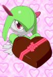 ambiguous_gender blush heart_symbol holidays looking_at_viewer red_eyes solo young a- nintendo pokemon valentine's_day generation_3_pokemon humanoid kirlia pokemon_(species) 2017 hi_res