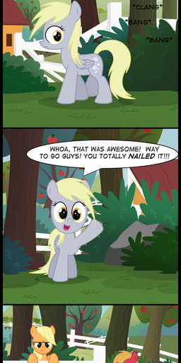amber_eyes apple blonde_hair building cutie_mark feathered_wings feathers female fence feral food fruit grass green_eyes grey_body grey_feathers group hair hammer hay house humor male plant pun shrub text toolbox tools tree visual_pun wings wood toxic-mario friendship_is_magic hasbro my_little_pony mythology applejack_(mlp) big_macintosh_(mlp) derpy_hooves_(mlp) earth_pony equid equine horse mammal mythological_creature mythological_equine pegasus pony 2013 absurd_res comic english_text hi_res url
