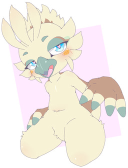 ambiguous_gender anthro beak biped blue_eyes blush blush_lines blush_stickers brown_body brown_feathers brown_tail crotch_tuft eyebrows facial_tuft feather_hair feather_hands feathers featureless_chest featureless_crotch glistening glistening_eyes grey_beak grey_eyebrows half-closed_eyes hand_on_leg hand_on_own_leg hand_on_own_thigh hand_on_thigh heart_pupils heart_symbol looking_at_viewer multicolored_body multicolored_feathers narrowed_eyes navel non-mammal_navel open_beak open_mouth orange_cheeks pink_background pseudo_hair scut_tail short_tail simple_background solo tail tongue tuft white_background white_body white_feathers white_tail young young_ambiguous young_anthro suzuki_(2023) nintendo the_legend_of_zelda tulin_(tloz) avian rito 2025 digital_media_(artwork) hi_res male_(lore)