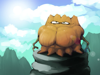 brown_body brown_skin cliff day detailed_background male mountain narrowed_eyes outside overweight rock sky solo sun hi-fi-stereo logical_journey_of_the_zoombinis arno_the_almost_omnivorous troll_(mythology) 2012 4:3 digital_drawing_(artwork) digital_media_(artwork) shaded soft_shading