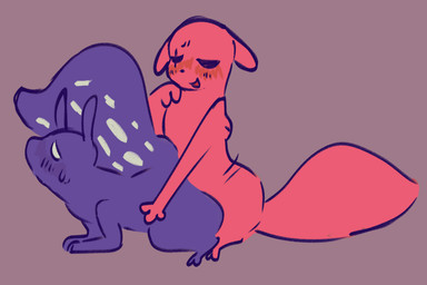 ambiguous_gender ambiguous_penetration blush blush_lines duo facial_scar feral male male/ambiguous motion_lines penetration purple_body purple_skin red_body red_skin scar tail thick_tail artienvy rain_world videocult hunter_(rain_world) spearmaster_(rain_world) slugcat 3:2 hi_res