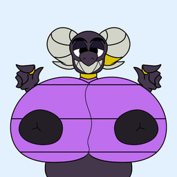 anthro areola big_breasts black_areola black_body bouncing_breasts breasts choker female genitals horn huge_breasts jewelry necklace penis purple_body ring smile solo teaset_haliley desidia_esuries 1:1 animated