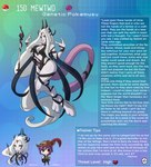3_fingers anthro breasts cleavage clothed clothing english_text female fingers floating generation_1_pokemon hair hi_res kinkymation legendary_pokemon mewtwo nintendo pokemon pokemon_(species) purple_hair solo text thick_thighs
