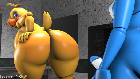 anthro big_butt blue_body blue_eyes breasts butt duo female genitals machine male male/female one_eye_closed penis presenting presenting_hindquarters wink winking_at_another yellow_body pedestriansfw mipsmiyu_(modeler) rckke_(modeler) five_nights_at_freddy's five_nights_at_freddy's_2 scottgames toy_bonnie_(fnaf) toy_chica_(fnaf) animatronic avian bird chicken galliform lagomorph leporid mammal phasianid rabbit robot 16:9 3d_(artwork) digital_media_(artwork) hi_res source_filmmaker_(artwork) widescreen