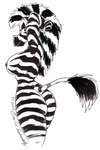 4_fingers anthro arms_crossed_behind_head big_breasts black_breasts black_hair breasts butt female fingers hair hands_behind_head looking_back mohawk nipples raised_tail side_boob solo standing striped_body striped_breasts striped_hair stripes tail text white_breasts white_hair eric_schwartz viggen equid equine mammal zebra 2005 black_and_white english_text monochrome pen_(artwork) signature traditional_media_(artwork)