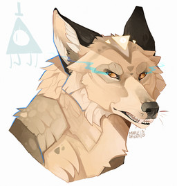 ambiguous_gender black_lips black_nose brown_eyes detailed_background feral lips open_mouth simple_background solo teeth tongue white_background maplespyder canid canine canis coyote mammal 2015 digital_media_(artwork) digital_painting_(artwork) headshot_portrait painting_(artwork) portrait