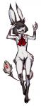 anthro breasts evil_grin female hair hooves long_ears looking_at_viewer nude ribbons slim small_breasts smile solo maelice chi_(maelice) mammal