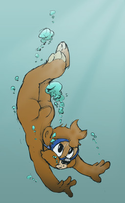 air_bubble anthro butt cotton_tail eyewear goggles male nude solo swimming underwater water young young_male akiradevilman byondrage disney talespin kit_cloudkicker bear brown_bear mammal ursine hi_res