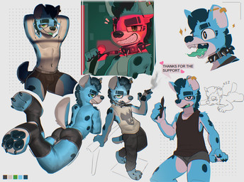 4_fingers anthro bulge clothed clothing collar dialogue digital_pen ear_piercing fingers fur green_tongue holding_object holding_stylus leash leash_pull leashed_collar male markings multicolored_body multicolored_fur navel pawpads piercing simple_background sleeping smile smiling_at_viewer solo sound_effects speech_bubble spiked_collar spikes spots spotted_body spotted_fur text tongue tongue_out underwear underwear_only vowelless vowelless_sound_effect zzz ankorthewolf ankor_(ankorthehyena) hyena mammal absurd_res english_text hi_res