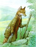 1912 20th_century ancient_art anthro beatrix_potter biped brown_body brown_fur canid canine clothed clothing coat day dipstick_ears ear_markings fence fox fur grass green_clothing green_coat green_topwear long_sleeves male mammal mr._tod_(character) multicolored_body multicolored_ears multicolored_fur outside plant pockets public_domain sky solo standing the_tale_of_mr._tod topwear traditional_media_(artwork) tree white_body white_fur white_inner_ear