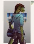 anthro braided_hair brown_hair clothed clothing female fingernails fingers furgonomics green_body green_skin hair hoodie nails sharp_fingernails sharp_nails solo standing tail_pants topwear sunkenshrines yvonne_(lolzguy) dinosaur dromaeosaurid prehistoric_species reptile scalie theropod velociraptor 2018 digital_media_(artwork)