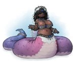 apode big_breasts breasts cleavage clothed clothing dark_body dark_skin female legless midriff princess purple_body purple_scales royalty scales serpentine slightly_chubby solo split_form krocodilian draconcopode humanoid lamia reptile scalie snake 2022 cool_colors digital_drawing_(artwork) digital_media_(artwork) hi_res shaded