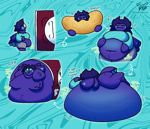 arthropod_abdomen belly big_belly big_breasts big_butt blobby breasts butt chubby_cheeks clothing crunch dark_hair double_chin eating eyes_closed fat_arms female fluffy fluffy_nipples fur grey_clothing gurgle_(sound_effect) hair hand_on_belly happy heart_symbol huge_belly huge_breasts hyper hyper_belly interrobang looking_pleasured lying lying_on_self micro morbidly_obese morbidly_obese_female musical_note musical_symbol navel neck_tuft nom obese obese_female overweight overweight_female pawpads purple_body purple_fur purple_hair purple_skin rumbling_stomach shocked simple_background solo sound_effect_variant sound_effects stuck symbol teal_background teal_clothing teal_pawpads teal_sclera tuft wings fatfckinfish pringles tako_(fatfckinfish) arthropod insect lepidopteran moth 2026 hi_res shaded