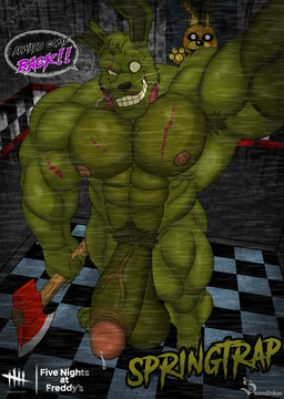 axe balls big_balls big_penis dialogue genitals hatchet huge_balls huge_penis male muscular muscular_male nipples penis scar solo sondinker_fazbear's dead_by_daylight five_nights_at_freddy's five_nights_at_freddy's_3 scottgames springtrap_(fnaf) humanoid lagomorph leporid mammal rabbit absurd_res hi_res