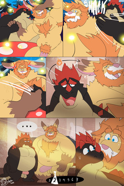 anthro body_swap fur genitals hair male multicolored_body musclegut muscular muscular_arms muscular_pecs orange_hair overweight overweight_anthro overweight_male penis red_hair red_spikes spikes tuft undressed visible_self yellow_body yellow_fur grizzlyear34 mythology emmanuelin_(emmanuelin13) fred_(adamthefool) animal_humanoid dragon dragon_humanoid humanoid lagomorph lagomorph_humanoid leporid leporid_humanoid mammal mammal_humanoid mythological_creature mythological_scalie rabbit rabbit_humanoid scalie 2:3 absurd_res hi_res
